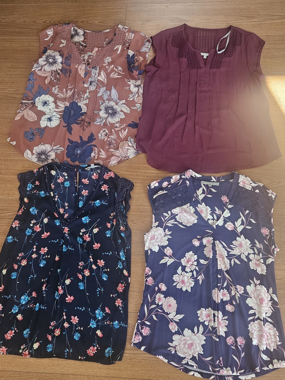 Daniel Rainn Mixed Floral & Solid Blouse Set